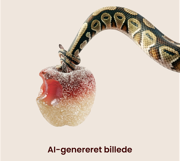 Nyt slange-foto med AI-tekst